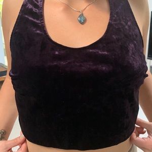 *SOLD* Crushed Velvet Crop Top With Mesh Back